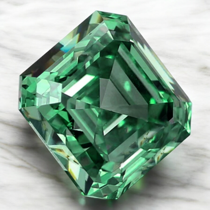 Green Asscher Cut Moissanites