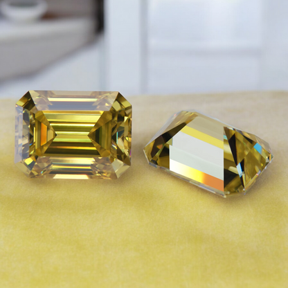 Sun Yellow Emerald Cut Moissanites