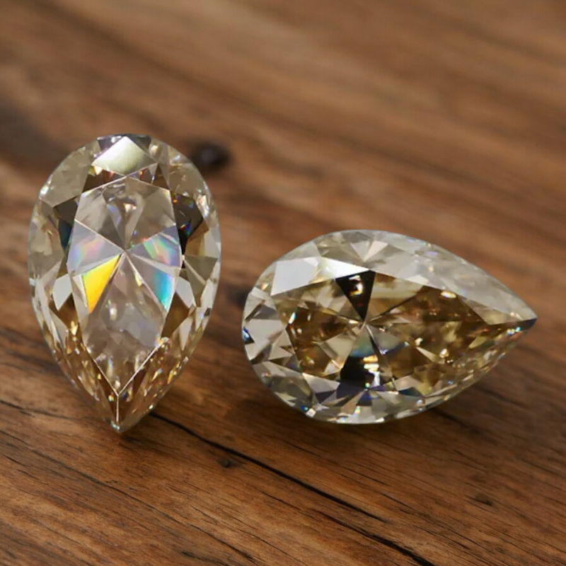 Champagne Pear Cut Moissanites