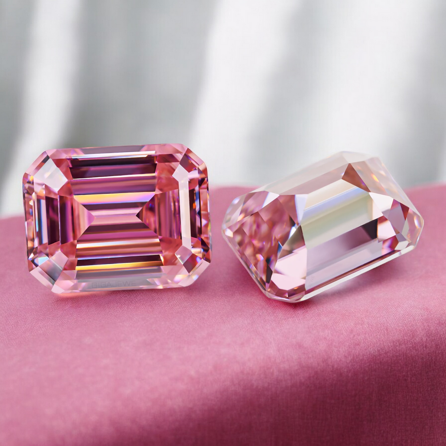 Soft Pink Emerald Cut Moissanites