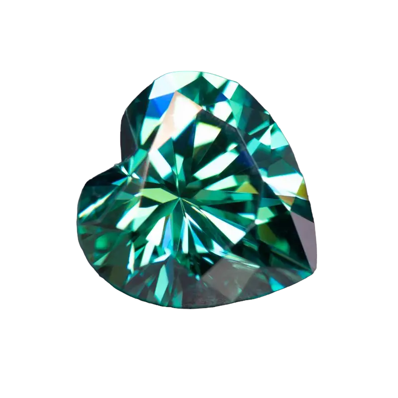 Emerald Green Heart Cut Moissanites