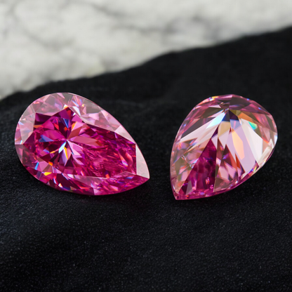 Vivid Pink Pear Cut Moissanites