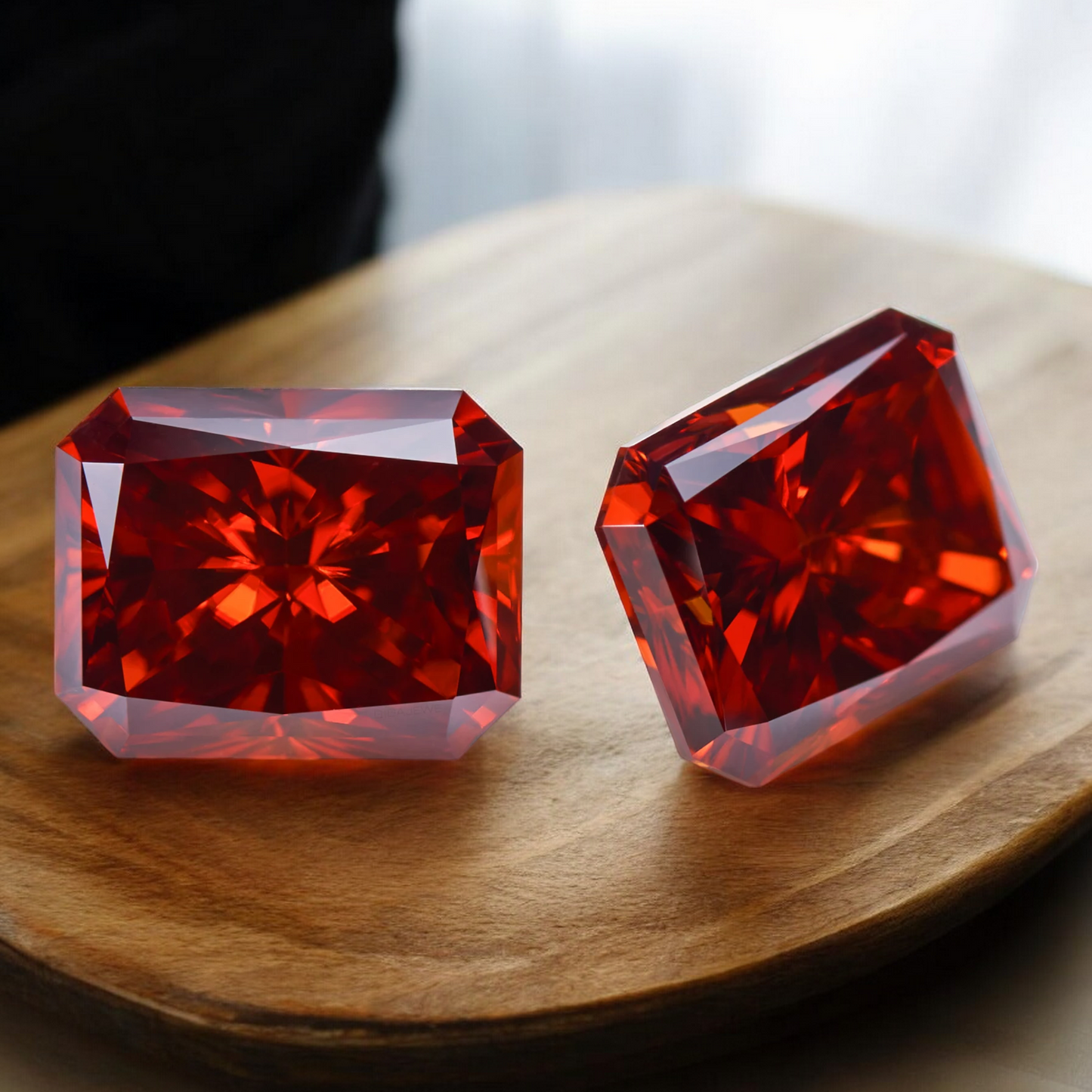 Pigeon Blood Red Radiant Cut Moissanites