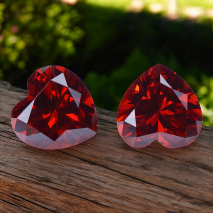 Pigeon Blood Red Heart Cut Moissanites