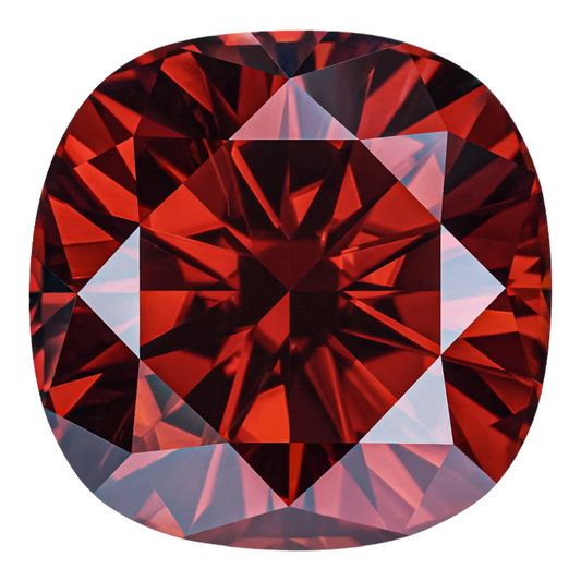 Pigeon Blood Red Cushion Cut Moissanites