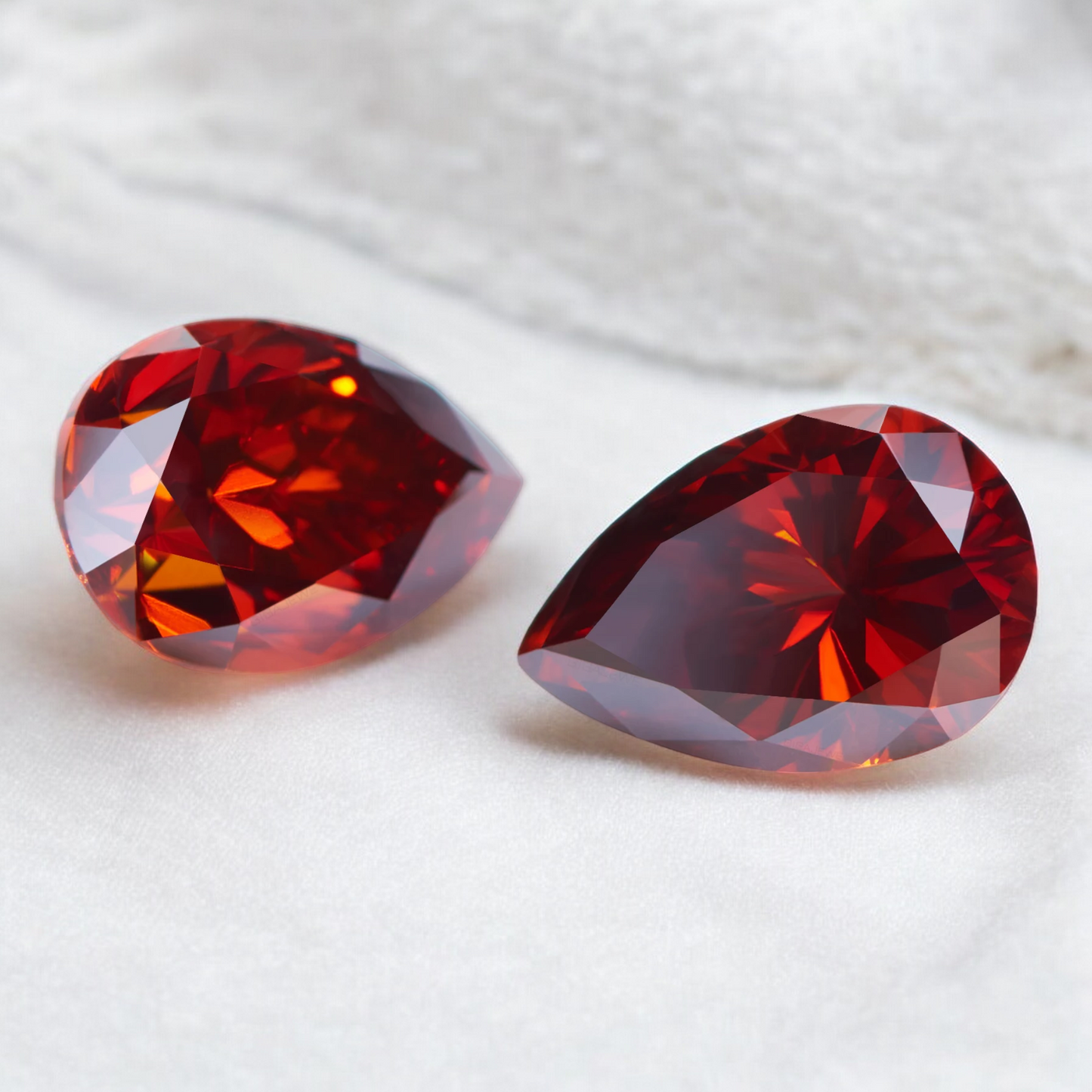 Pigeon Blood Red Pear Cut Moissanites