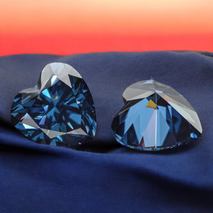 Royal Blue Heart Cut Moissanites