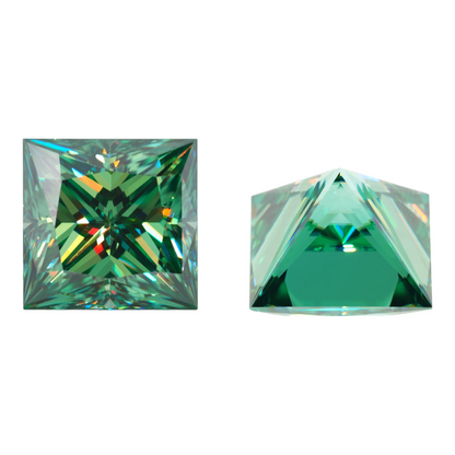 Green Princess Cut Moissanites