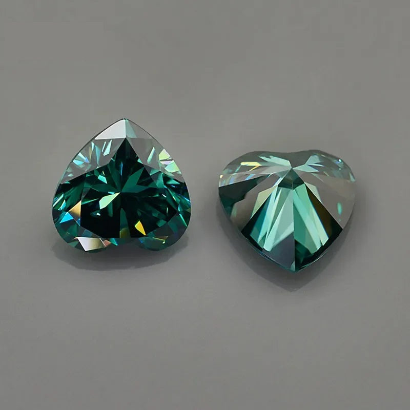 Green Heart Cut Moissanites