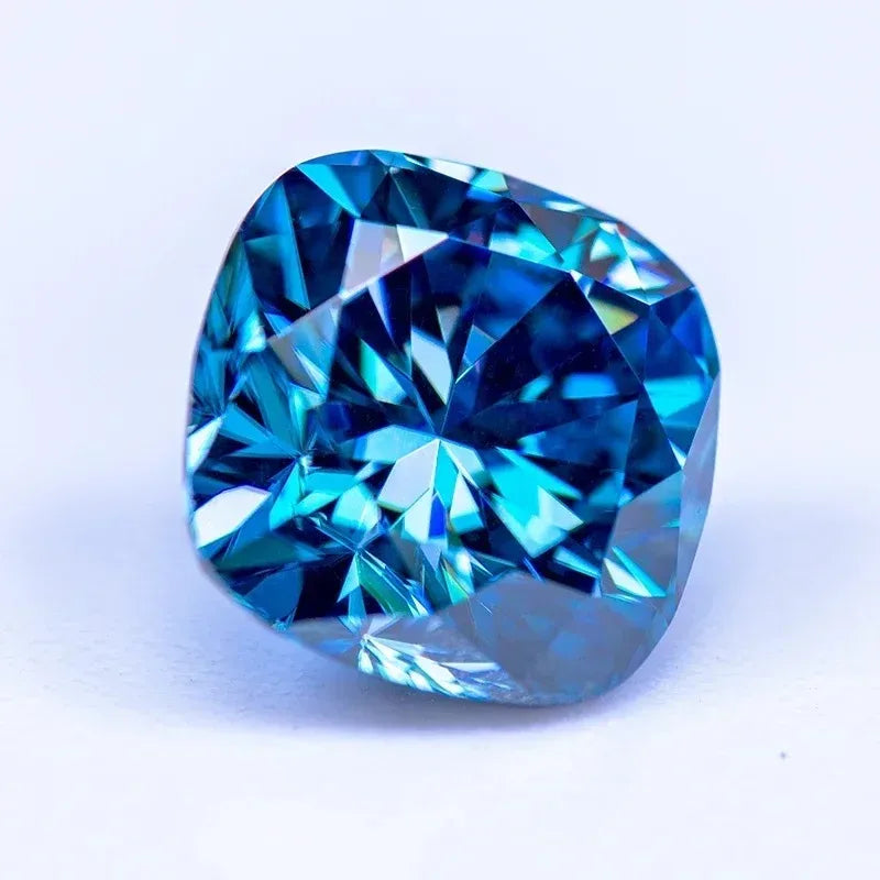 Cornflower Blue Cushion Cut Moissanites