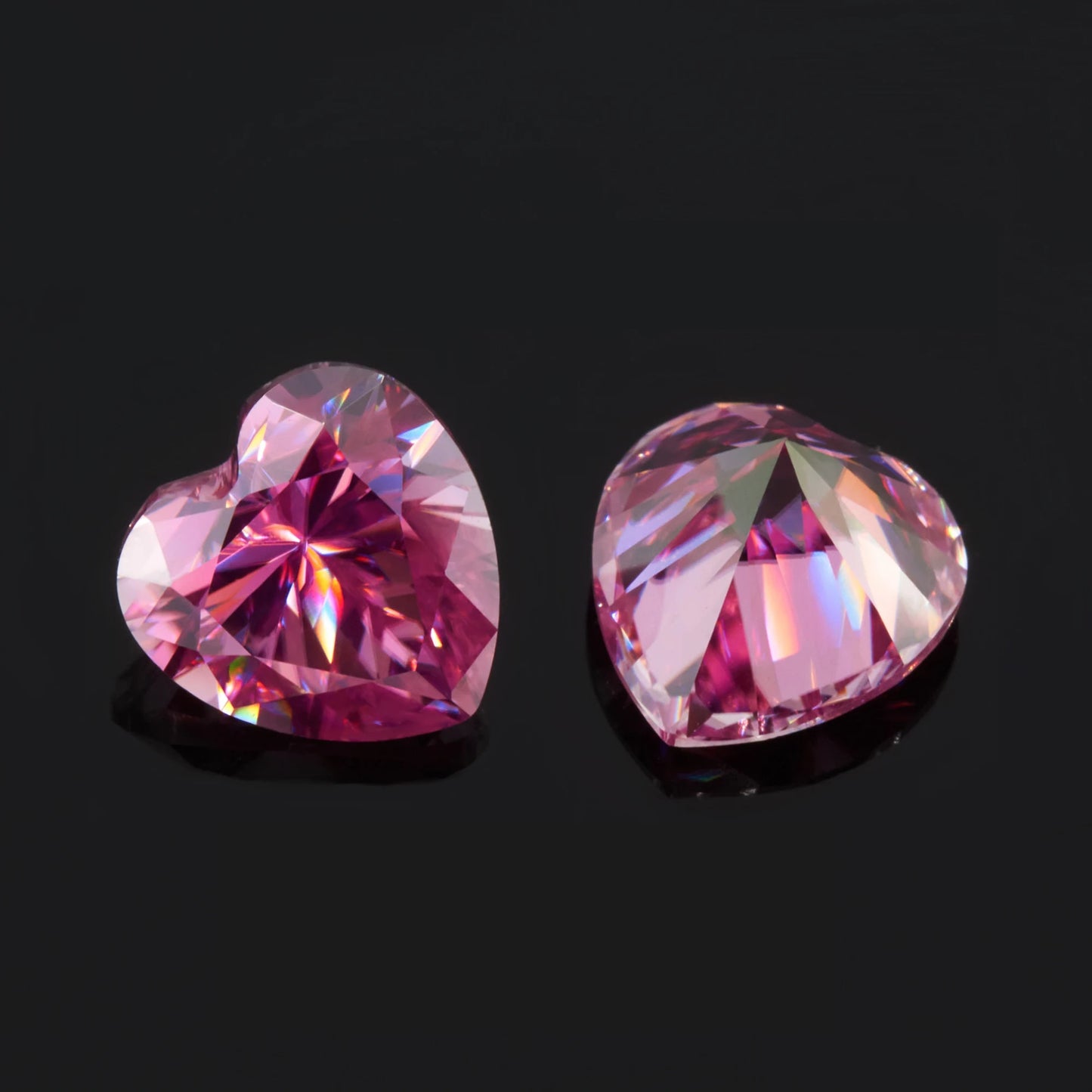 Vivid Pink Heart Cut Moissanites