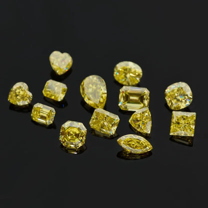 Vivid Canary Yellow Emerald Cut Moissanites