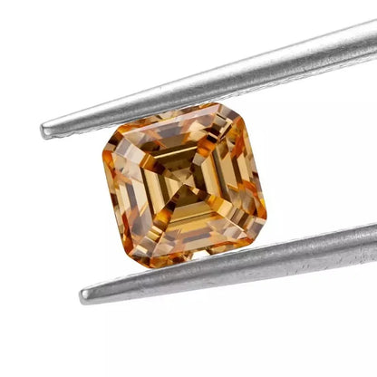 Vivid Champagne Asscher Cut Moissanites