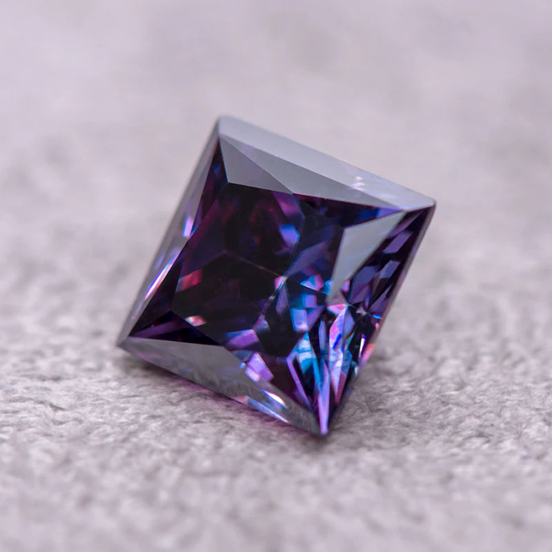 Imperial Purple Princess Cut Moissanites