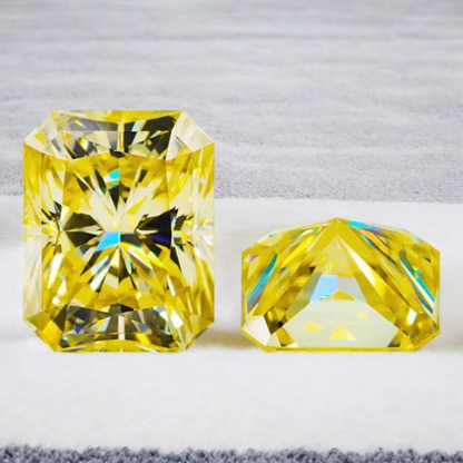 Vivid Canary Yellow Radiant Cut Moissanites