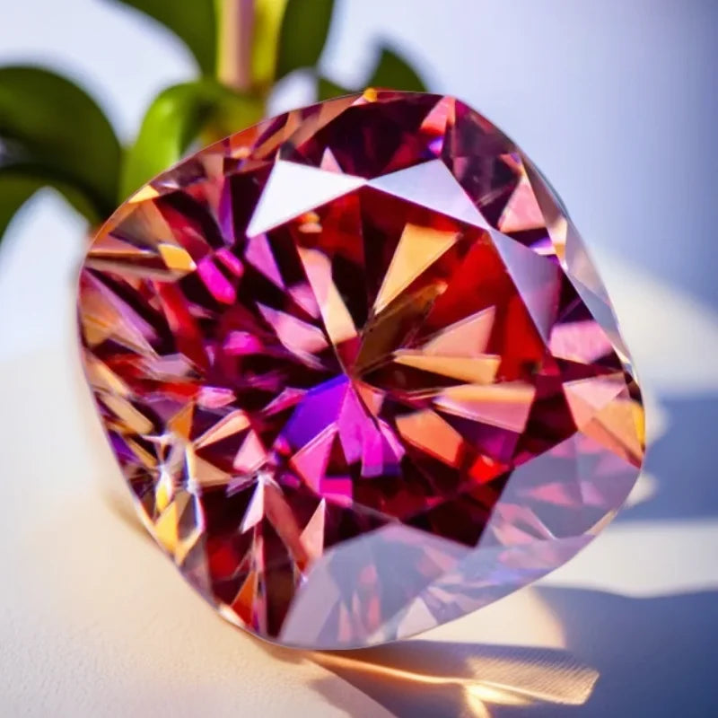 Watermelon Red Cushion Cut Moissanites