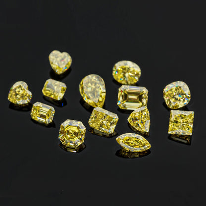 Vivid Canary Yellow Princess Cut Moissanites