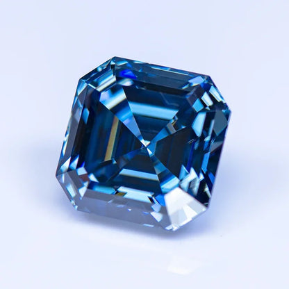 Royal Blue Asscher Cut Moissanites