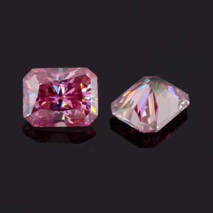 Vivid Pink Radiant Cut Moissanites