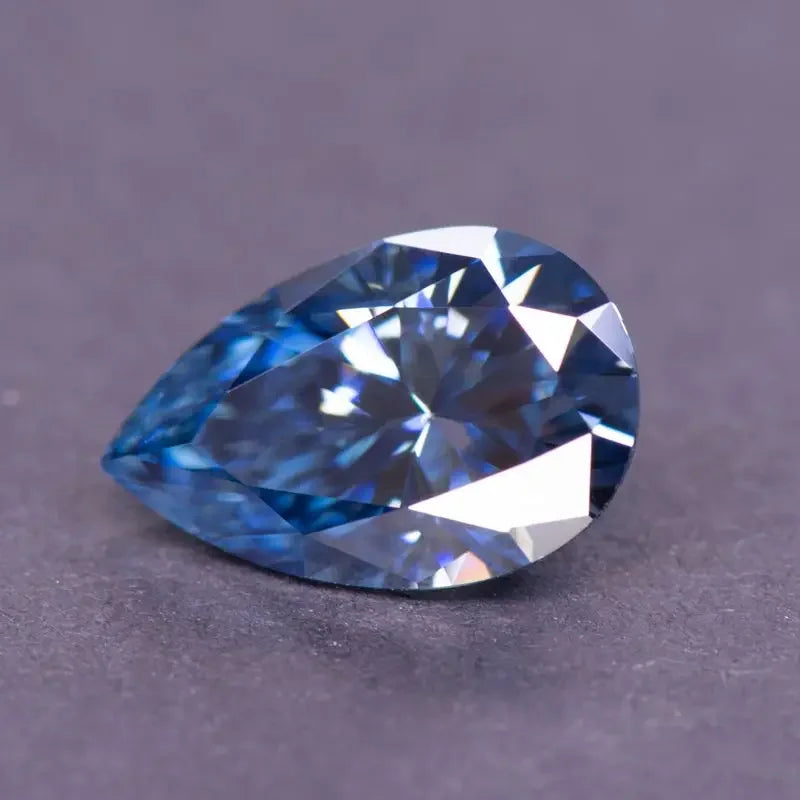 Royal Blue Pear Cut Moissanites