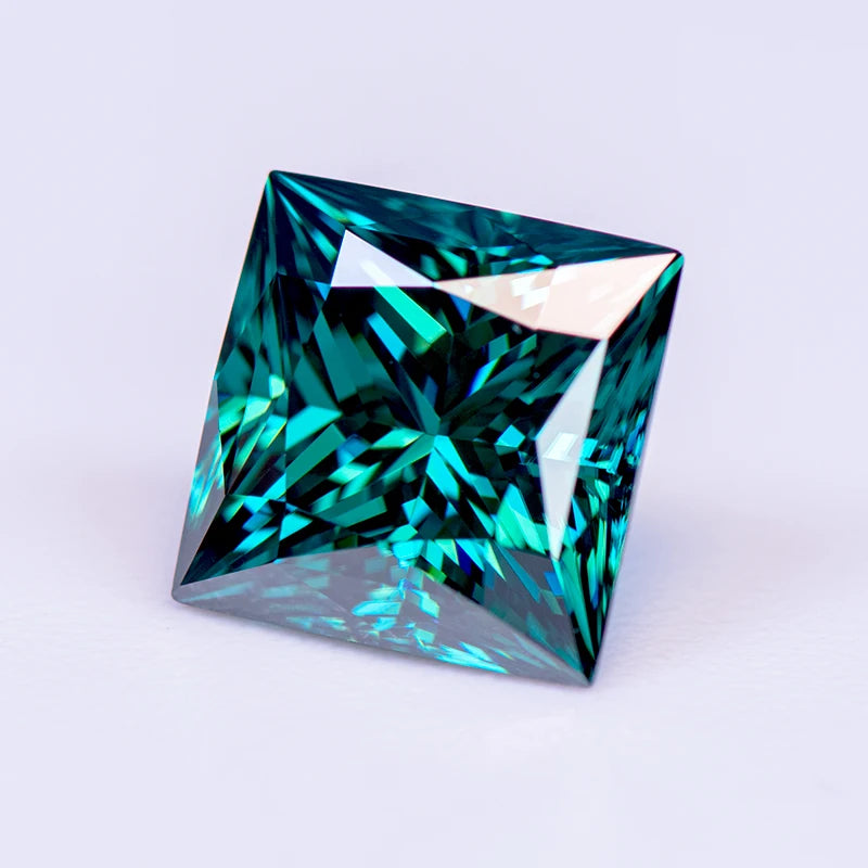 Emerald Green Princess Cut Moissanites