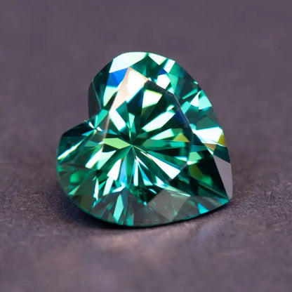 Emerald Green Heart Cut Moissanites