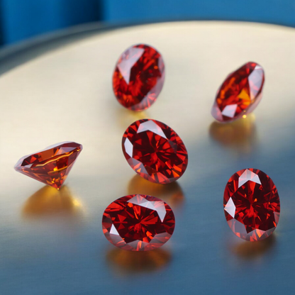 Pigeon Blood Red Oval Cut Moissanites