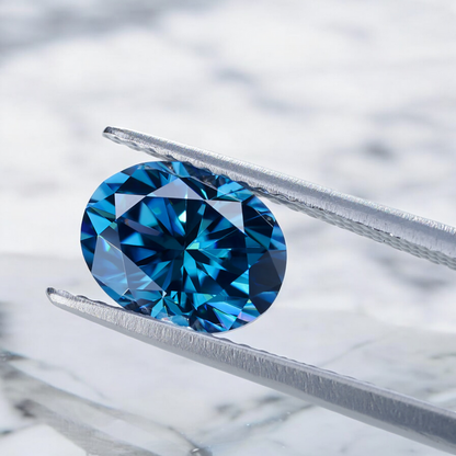 Cornflower Blue Oval Cut Moissanites