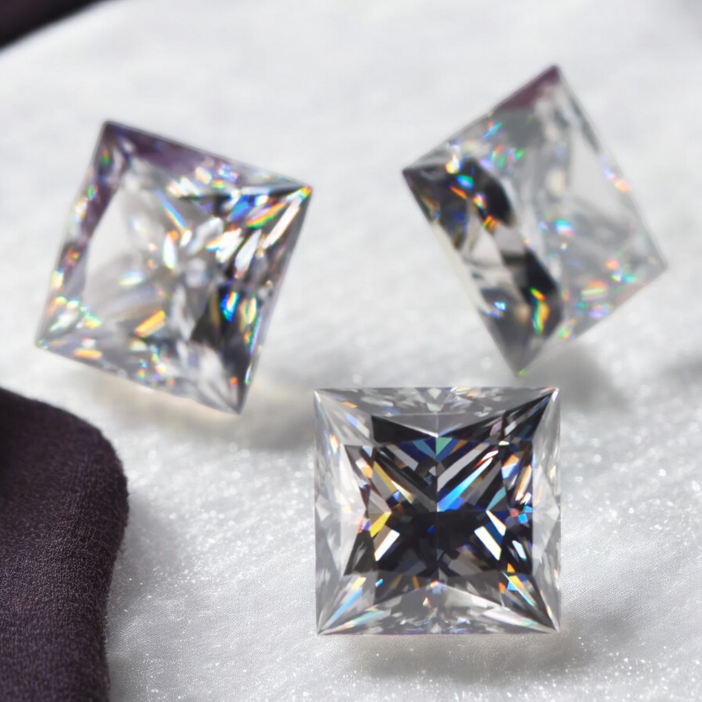 Grey Princess Cut Moissanites