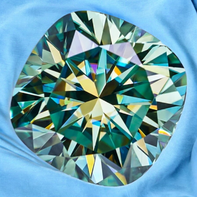 Blueish Green Cushion Cut Moissanites