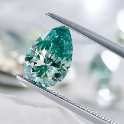 Bluish Green Pear Cut Moissanites