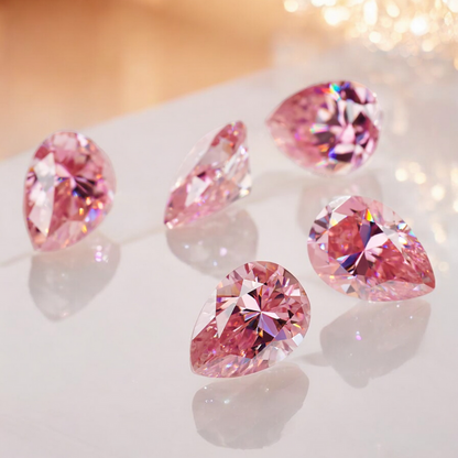 Soft Pink Pear Cut Moissanites