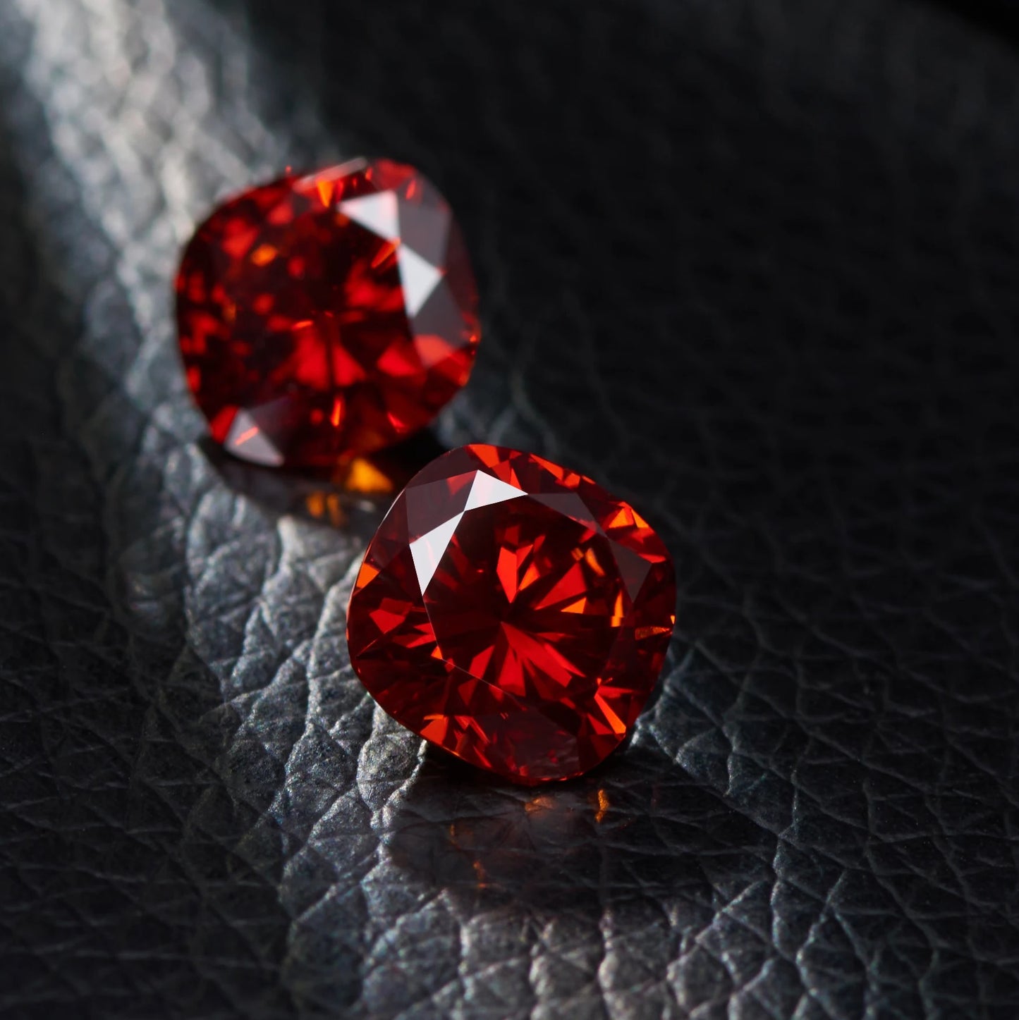 Pigeon Blood Red Cushion Cut Moissanites