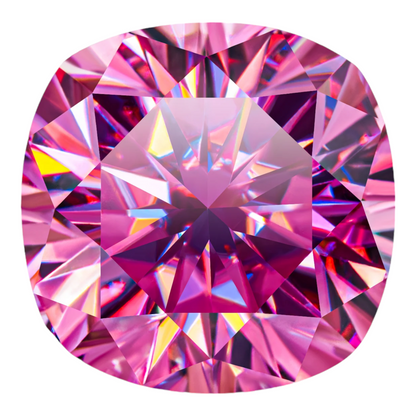 Vivid Pink Cushion Cut Moissanites