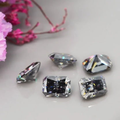 Grey Radiant Cut Moissanites