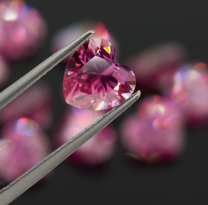 Vivid Pink Heart Cut Moissanites