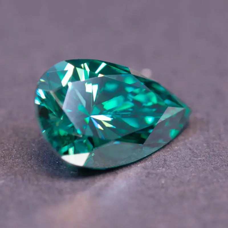 Emerald Green Pear Cut Moissanites