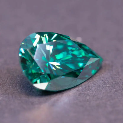 Emerald Green Pear Cut Moissanites