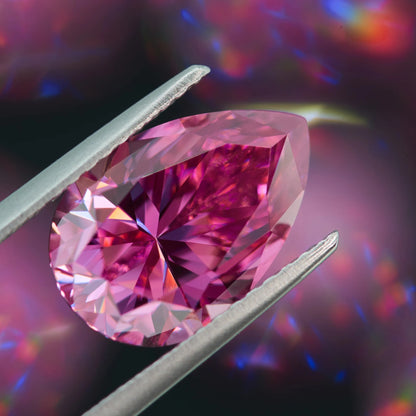 Vivid Pink Pear Cut Moissanites