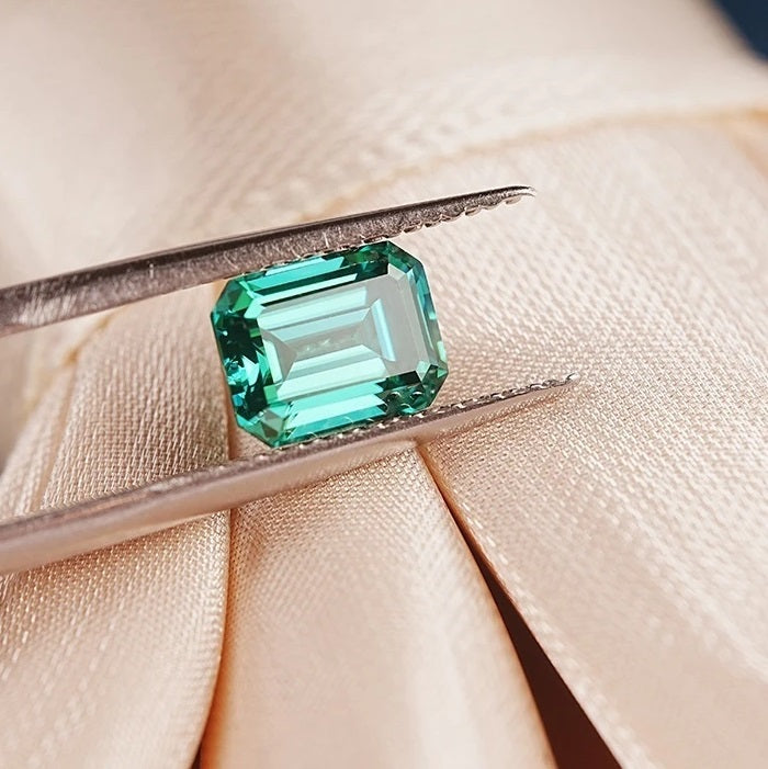 Emerald Green Emerald Cut Moissanites