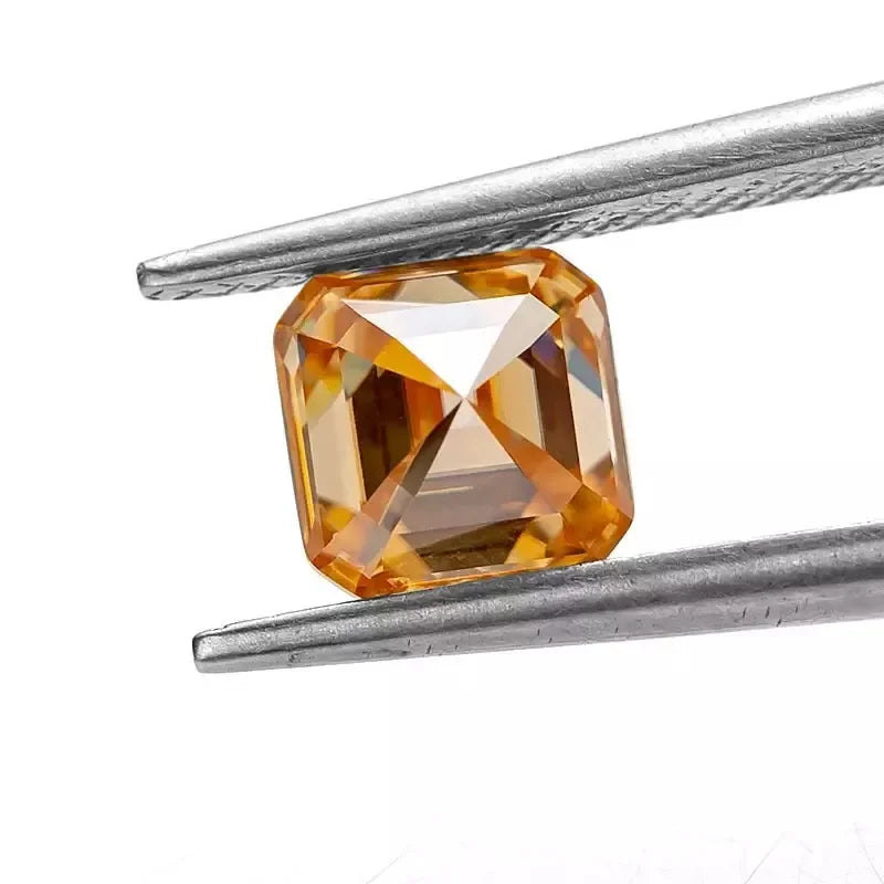 Vivid Champagne Asscher Cut Moissanites