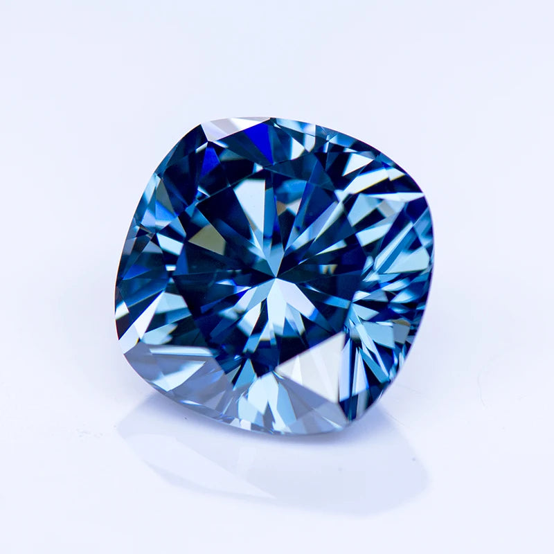 Royal Blue Cushion Cut Moissanites