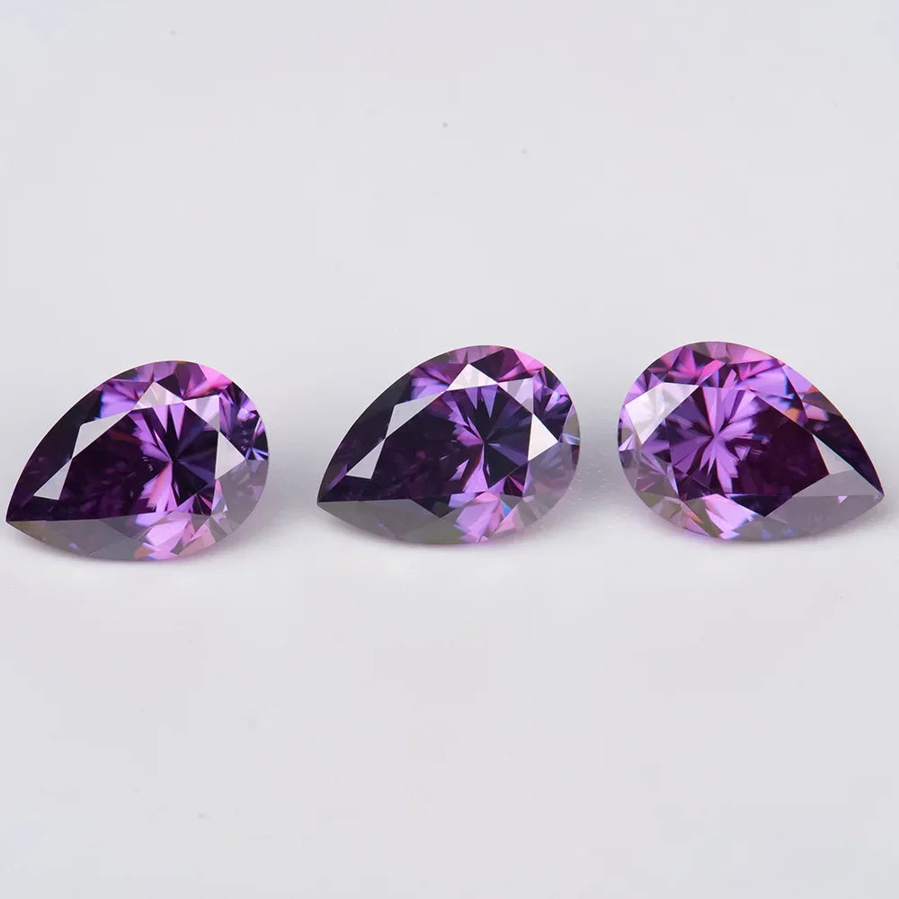 Purple Pear Cut Moissanites