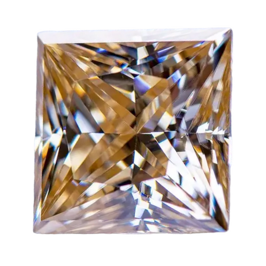 Champagne Princess Cut Moissanites