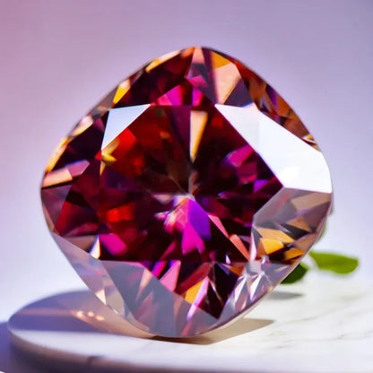 Watermelon Red Cushion Cut Moissanites