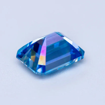 Sea Blue Emerald Cut Moissanites