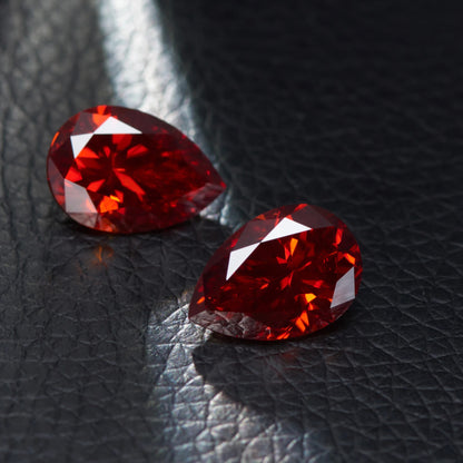 Pigeon Blood Red Pear Cut Moissanites