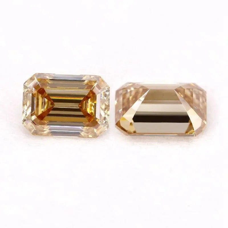 Champagne Emerald Cut Moissanites