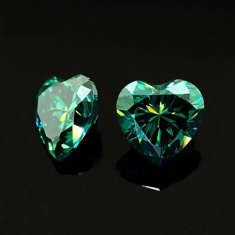 Green Heart Cut Moissanites