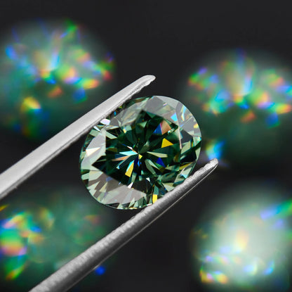 Green Oval Cut Moissanites